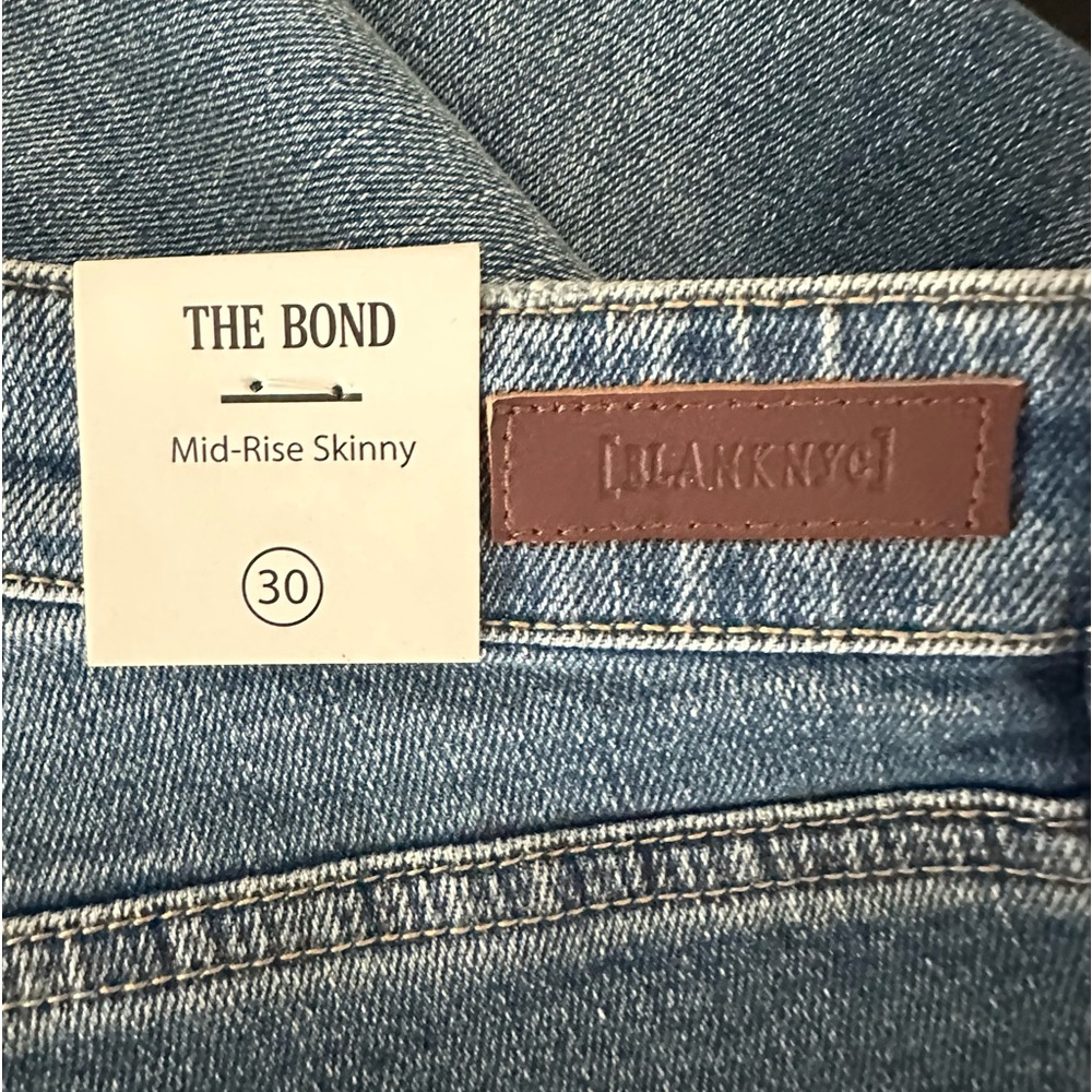 Blank NYC Blue Mid-Rise Skinny Organic Cotton Raw Hem Denim Jeans Size 30 - Picture 8 of 13